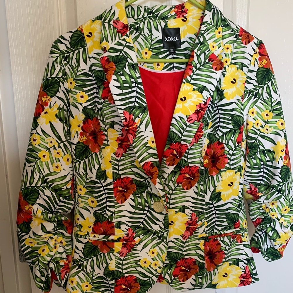 Tropical print blazer